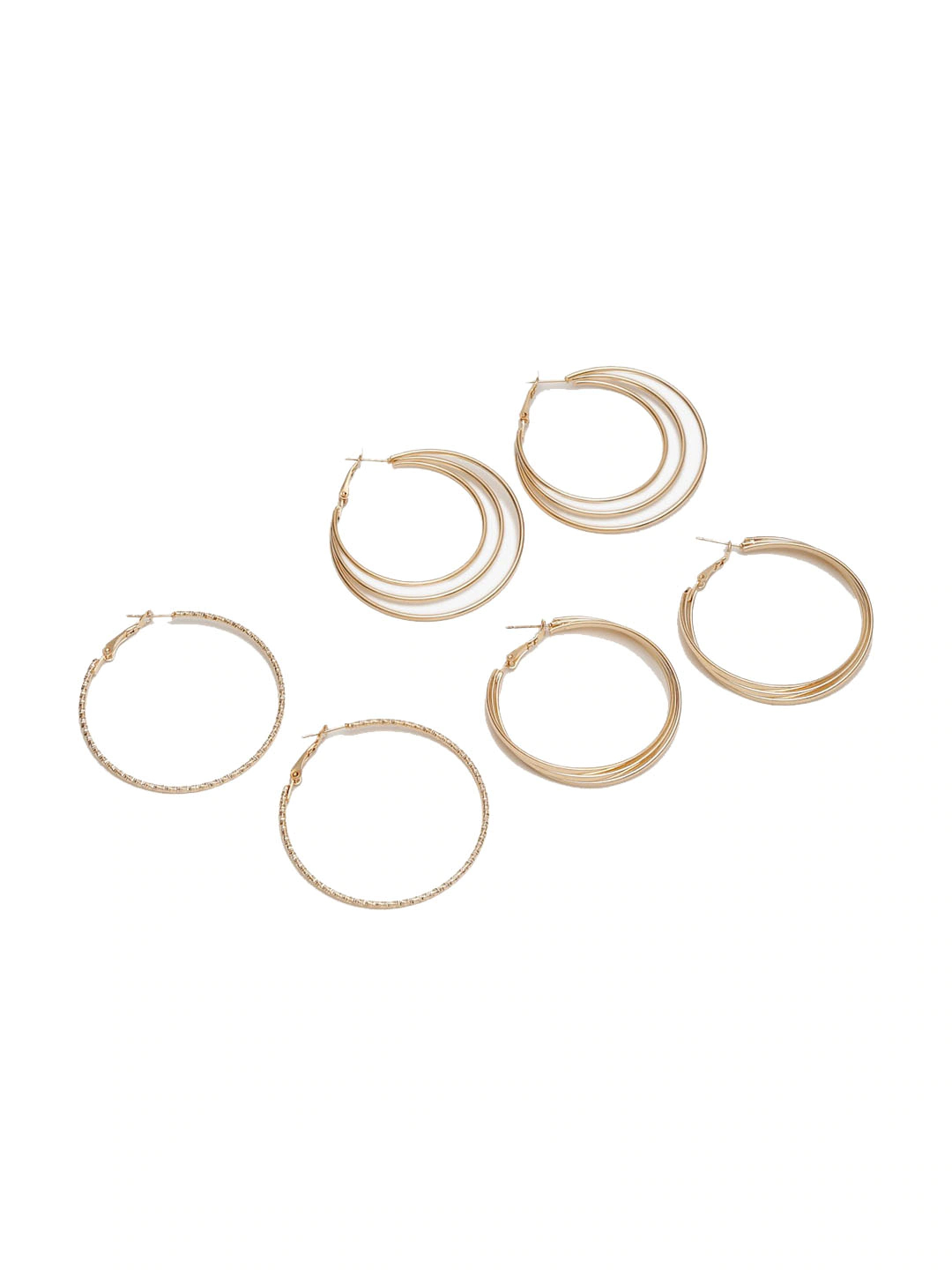 Gold-Plated Set Of 3 Contemporary Hoop Earrings